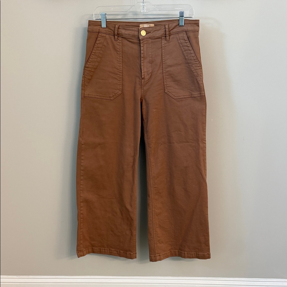Kut from the Kloth Wide-Leg Chinos in Chestnut Brown